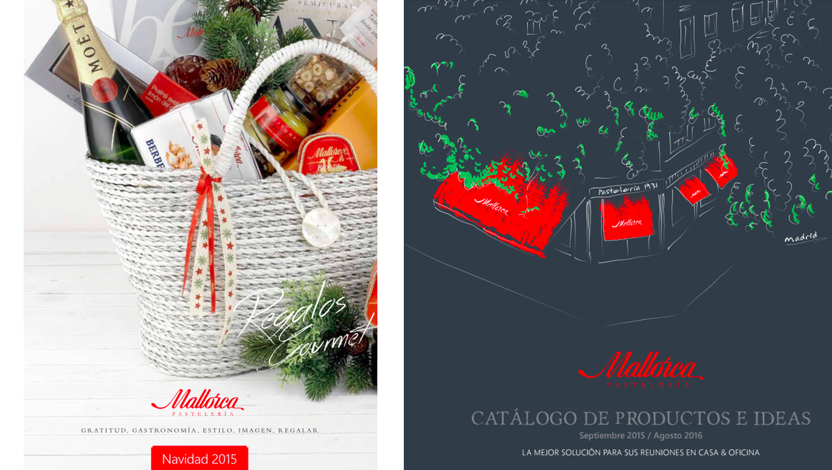 Portadas de catálogos de regalos de Pastelería Mallorca